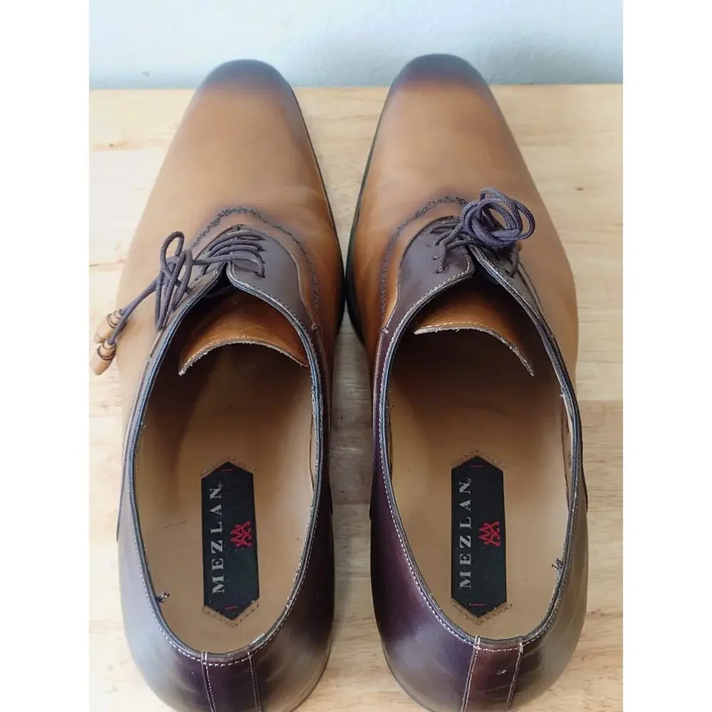 Mezlan Manet Mens Burnished Beige Leather Wholecut Dress Shoe Oxfords Size 12M - Picture 9 of 10
